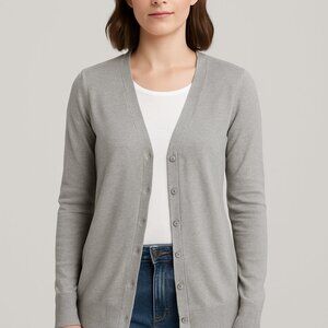 Merona Light Gray‎ Button Front Cardigan